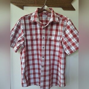 Carhartt Mens Original Fit Red/White Short Sleeve Button Down Shirt Size XL
